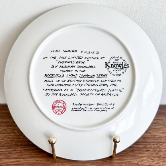 Norman Rockwell “Evening’s Ease” Plate #9035D Bradex 84‑R70‑6.4 - Picture 6 of 6